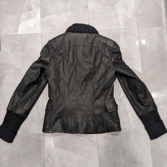 Danier Leather Jacket with Knit Collar and Cuffs - Picture 4 of 5